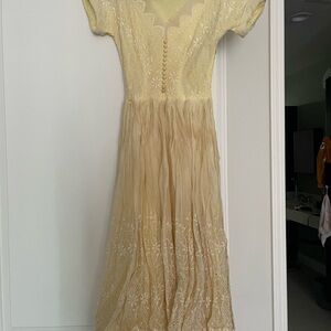 Vintage Yellow Lace Dress